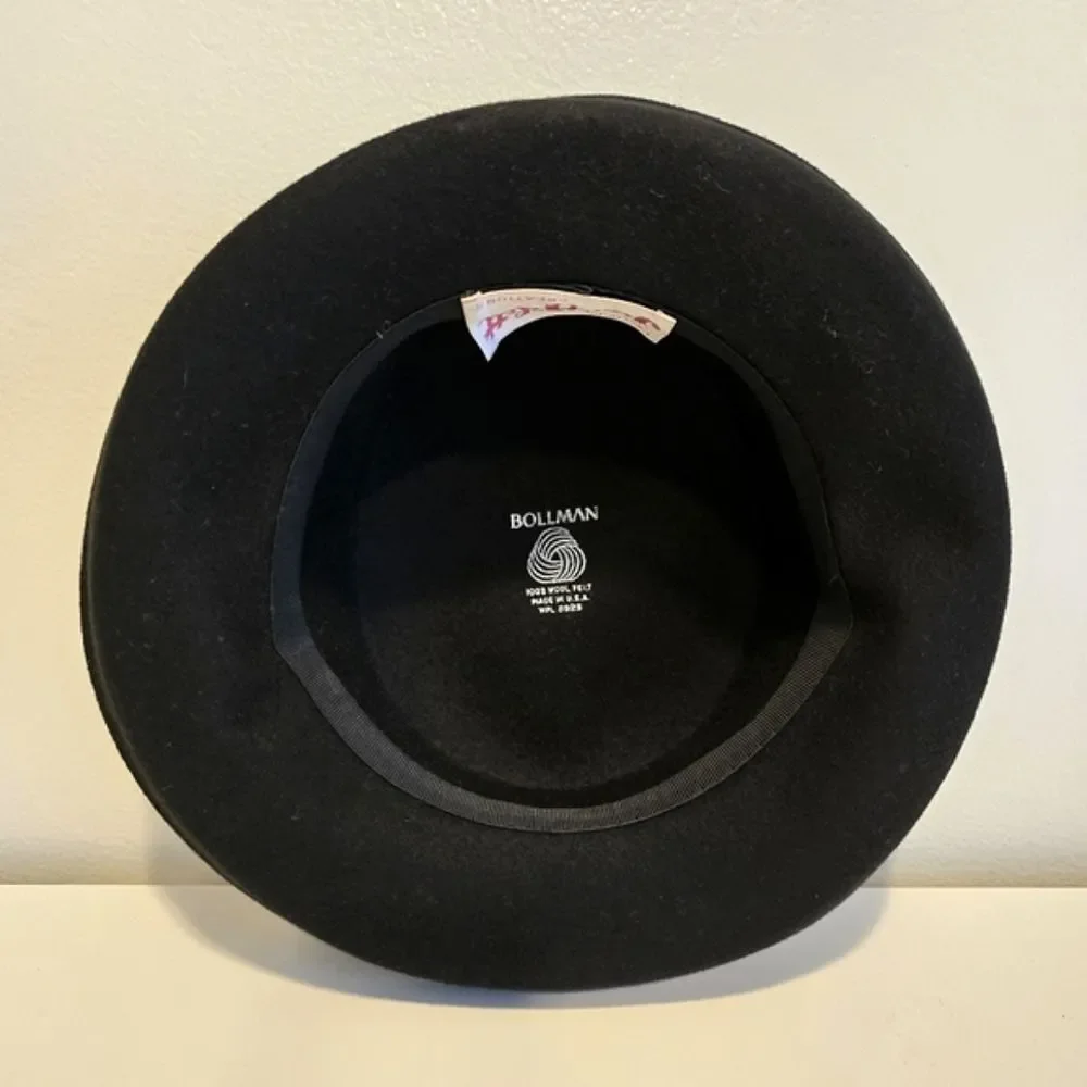 Vintage Bollman Black Wool Felt Church Derby Hat